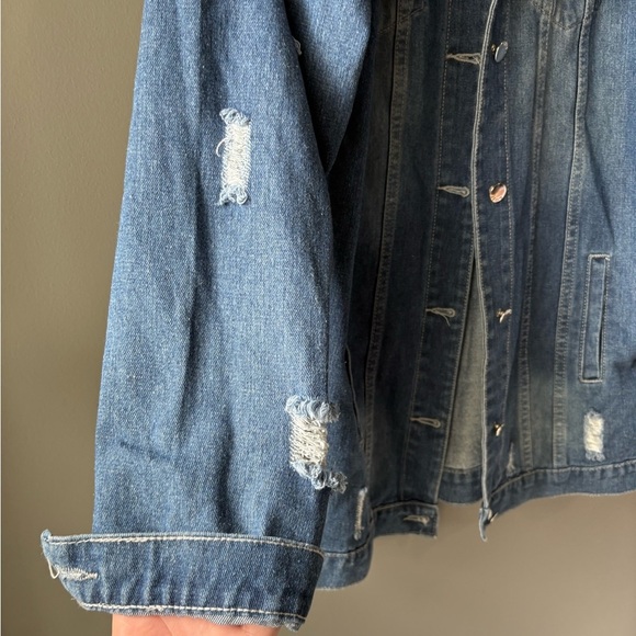 Blonde Boutique, size L, distressed Boyfriend long fitted denim jacket - Picture 3 of 8